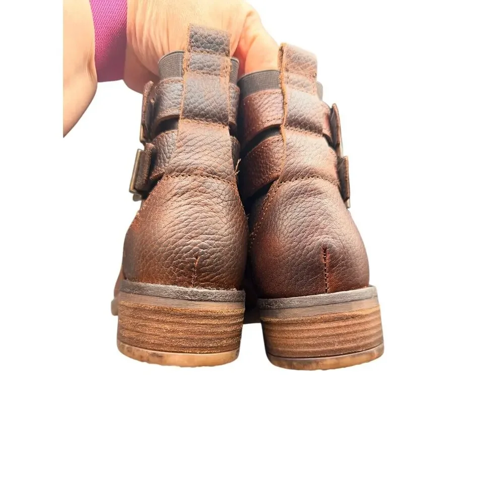 Fat Face Leather Ankle Boots Brown Buckle Chelsea EU 38 US 7.5